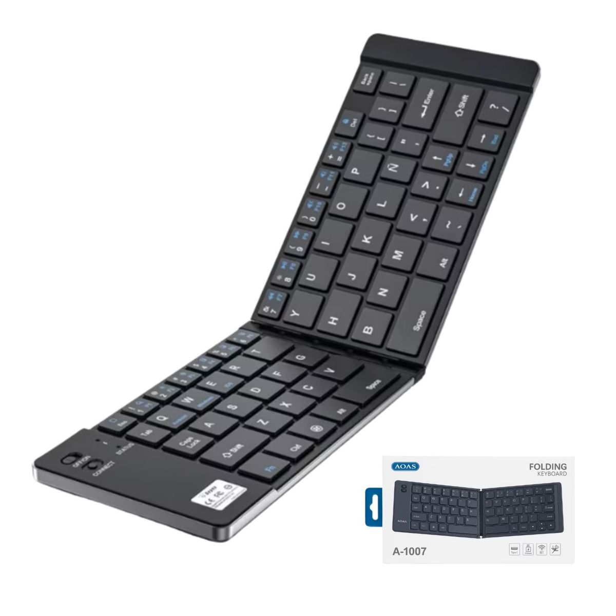 GENERICO - Teclado Plegable Bluetooth AOAS - Recargable y Ultra Portátil - Para Tablet iPad  y Smartphone