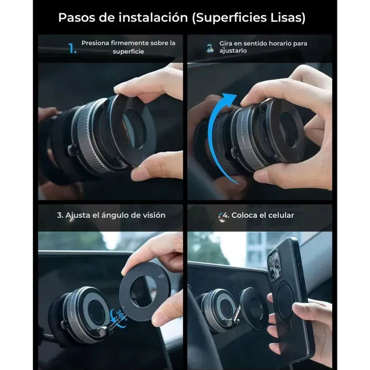 GENERICO - Soporte Magnético para Celular Auto y Escritorio con Succión al Vacío Ajustable