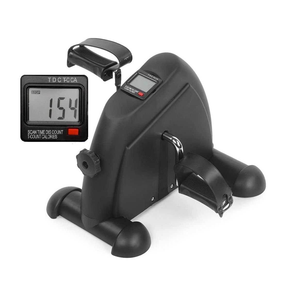 GENERICO - Pedalera Ejercitador Bici Digital Piernas y Brazos Portatil Negro