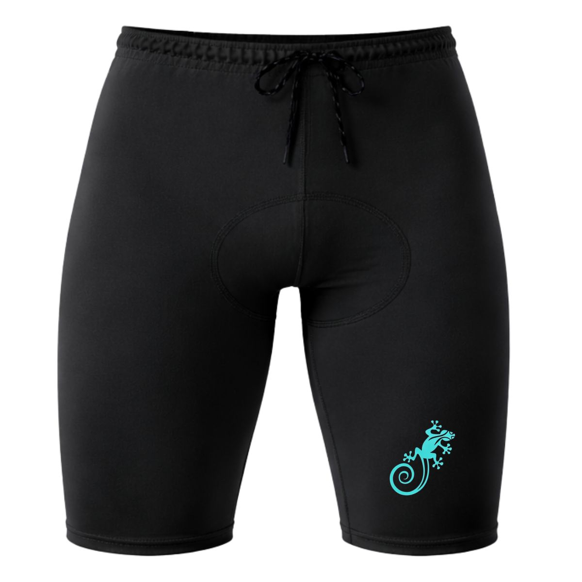 AQUA&MODA - SHORT DE NATACIÓN DE LICRA NEGRO CON PROTECCIÓN UV AQUAMODA SNLAQNSLT SALAMANDRA LOGO TURQUESA