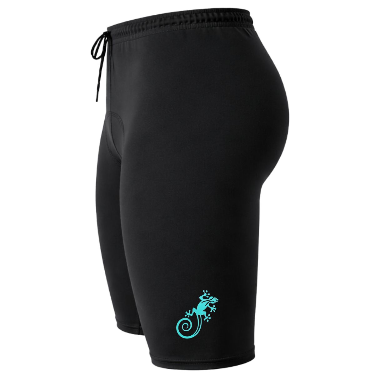 AQUA&MODA - SHORT DE NATACIÓN DE LICRA NEGRO CON PROTECCIÓN UV AQUAMODA SNLAQNSLT SALAMANDRA LOGO TURQUESA