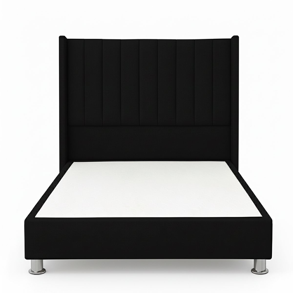 GENERICO - Cama Tapizada Confort Lineal Cromo Negro 2 Plz