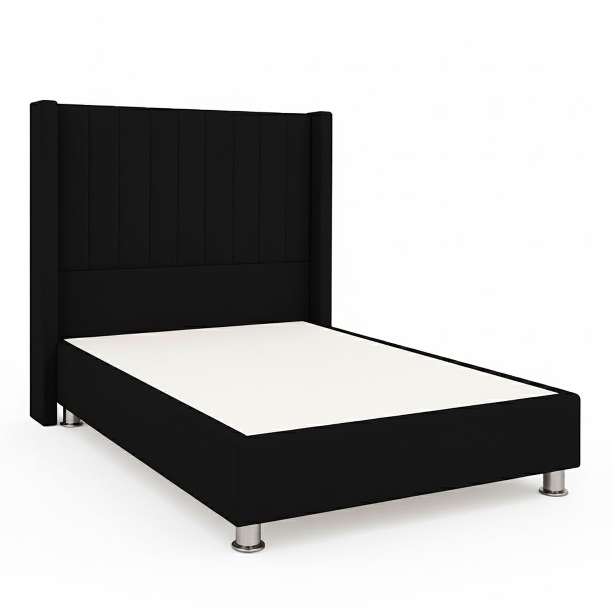 GENERICO - Cama Tapizada Confort Lineal Cromo Negro 2 Plz