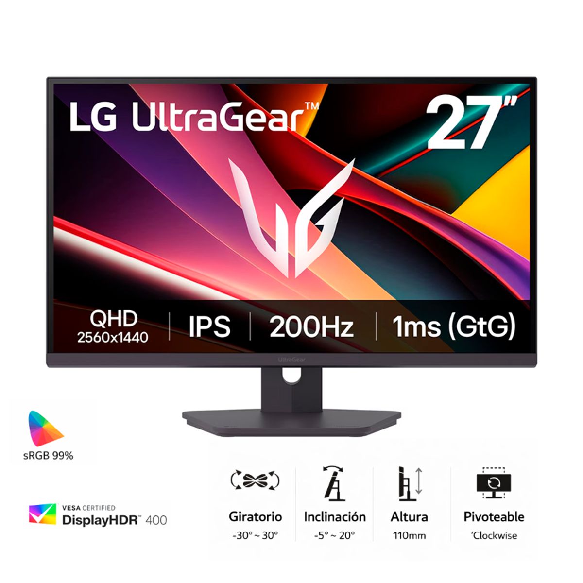 LG - Monitor Gaming LG UltraGear 27G610A-B QHD 200Hz IPS 1ms HDR400