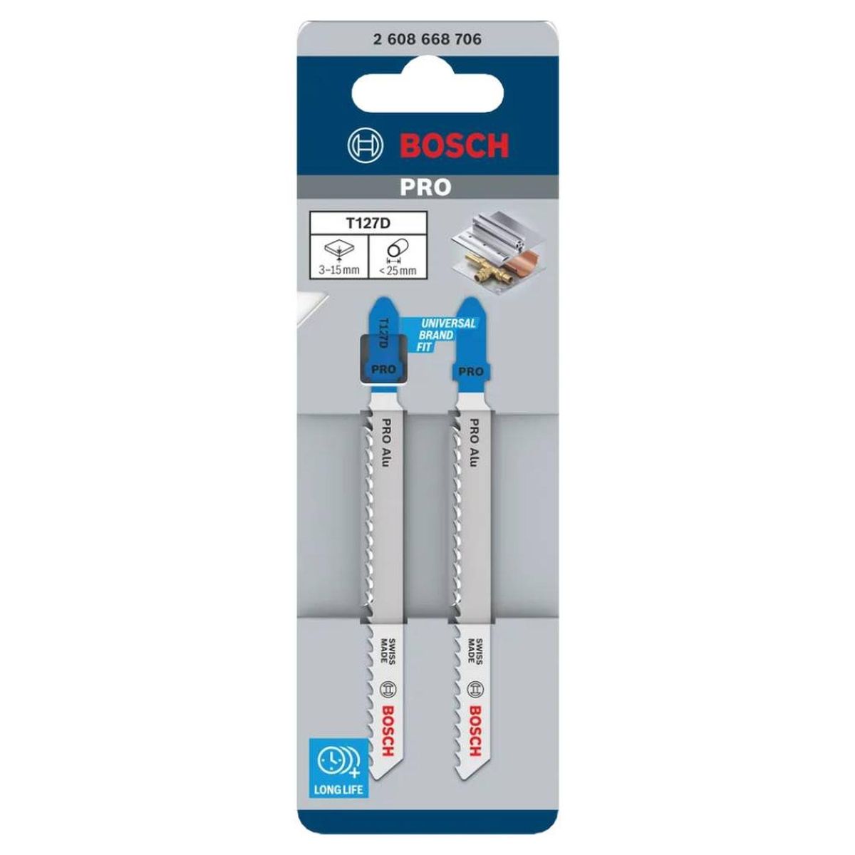 BOSCH - Hoja de Calar para Aluminio / Met. No Ferrosos Corte Recto 2 Und Bosch T127D 2608.668.706-000