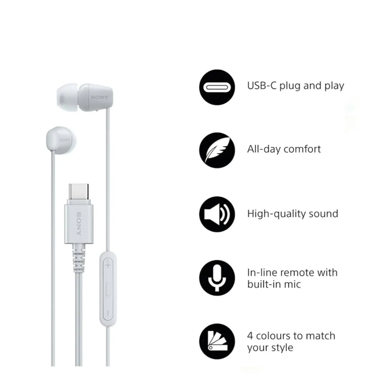 SONY - Audifono Sony USB C EX15C con Microfono - BLANCO