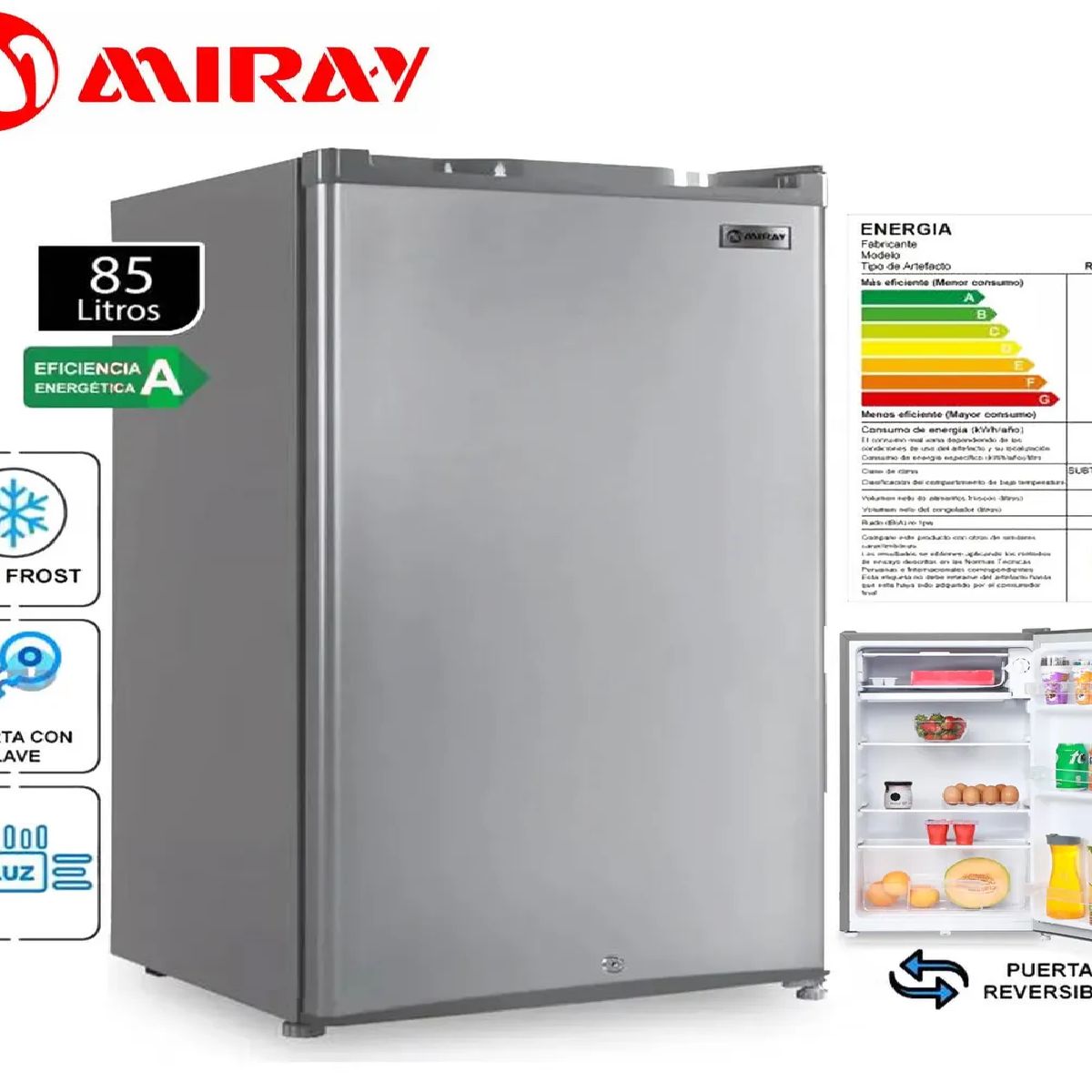 MIRAY - Frigobar - Refrigeradora Miray RM-92S 85L  Silver