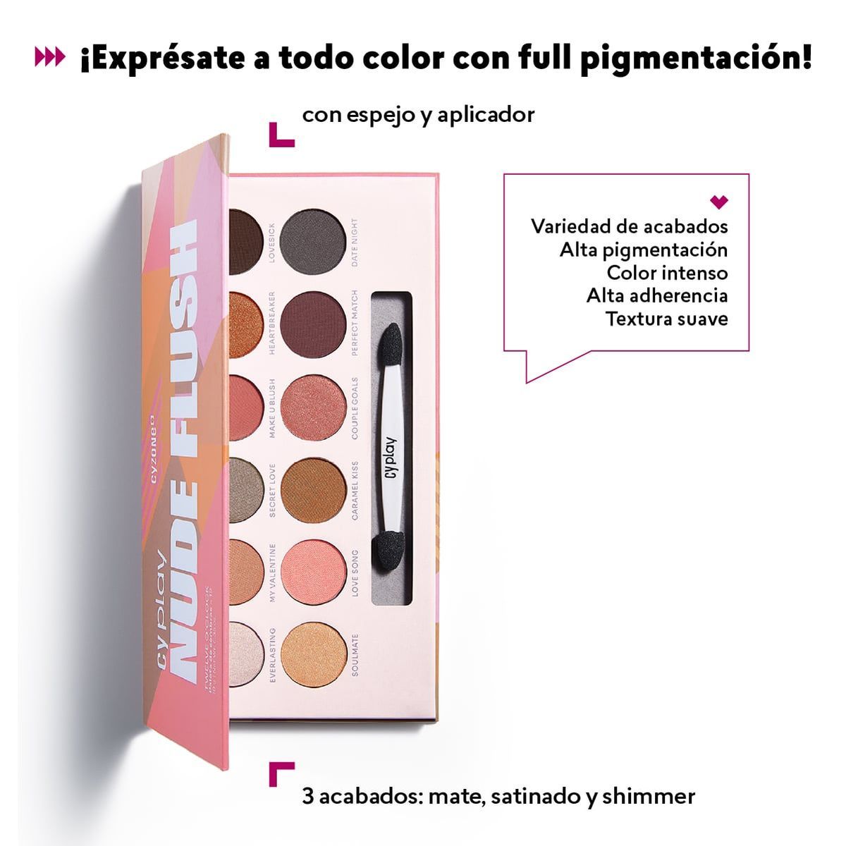 CYZONE - Paleta De Sombras 12 colores Twelve O'clock Cyplay Color nude flush