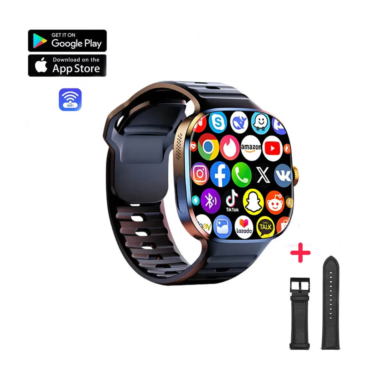 GENERICO - Smartwatch M99 Pro Android Play Store Amoled Negro Correa Gratis