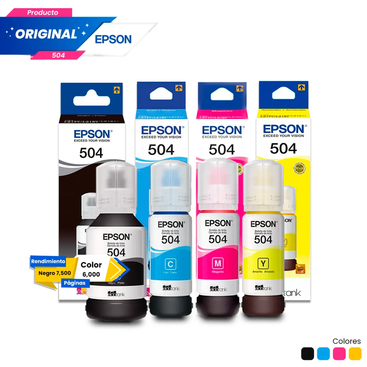 EPSON - Kit Tinta Epson 504 Original Negro Cian Magenta Amarillo