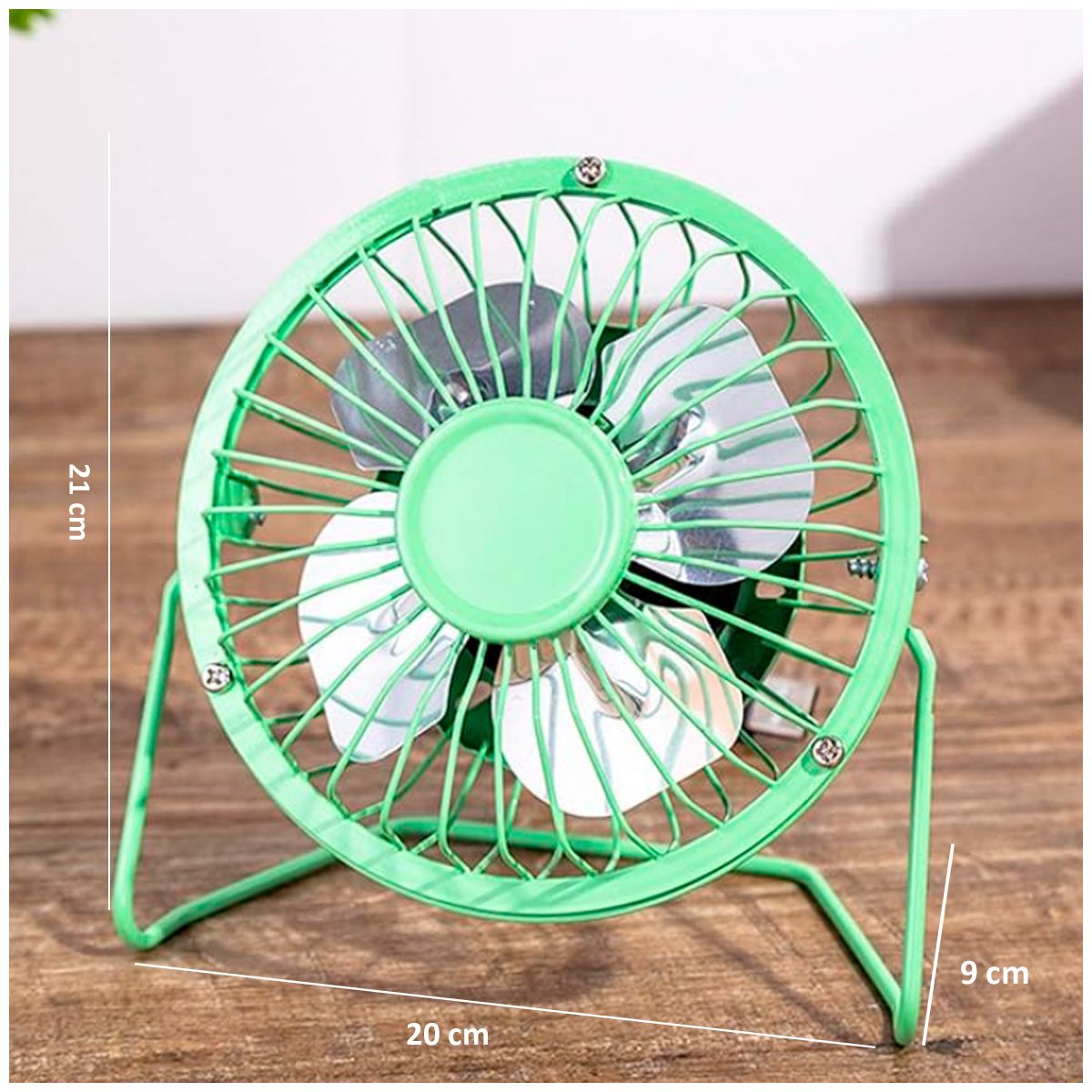 GENERICO - Ventilador portátil USB color verde 4 aspas
