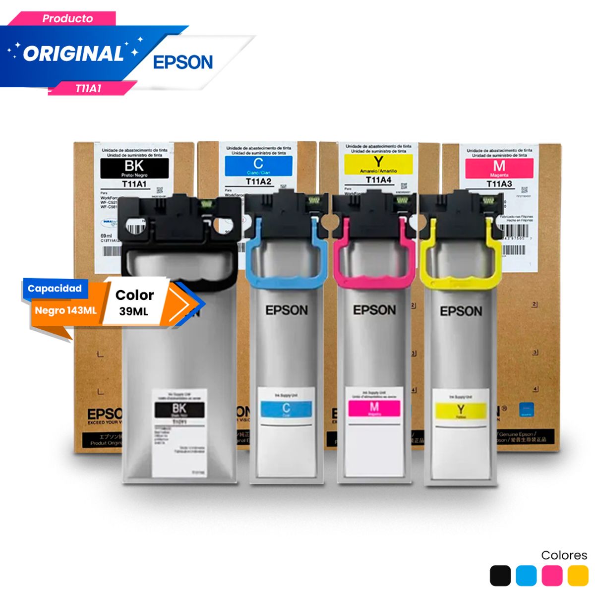 EPSON - Kit Tinta Epson T11A Original Negro Cian Magenta Amarillo