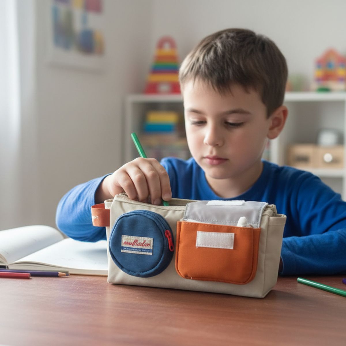 GENERICO - Cartuchera de 3 Compartimentos Gris