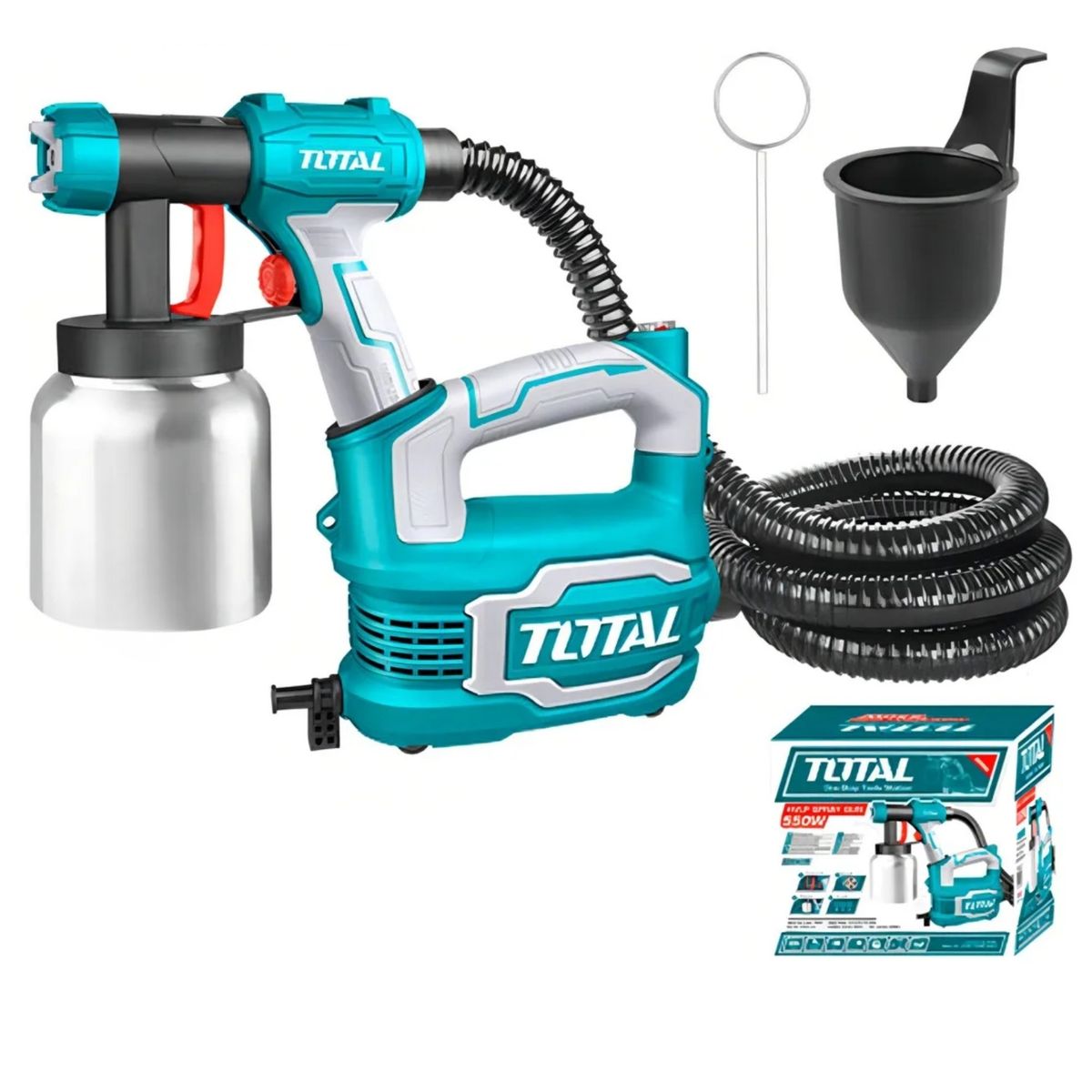 TOTAL - Pistola eléctrica para pintar fino acabado compresora 550W TT5006-2 Total