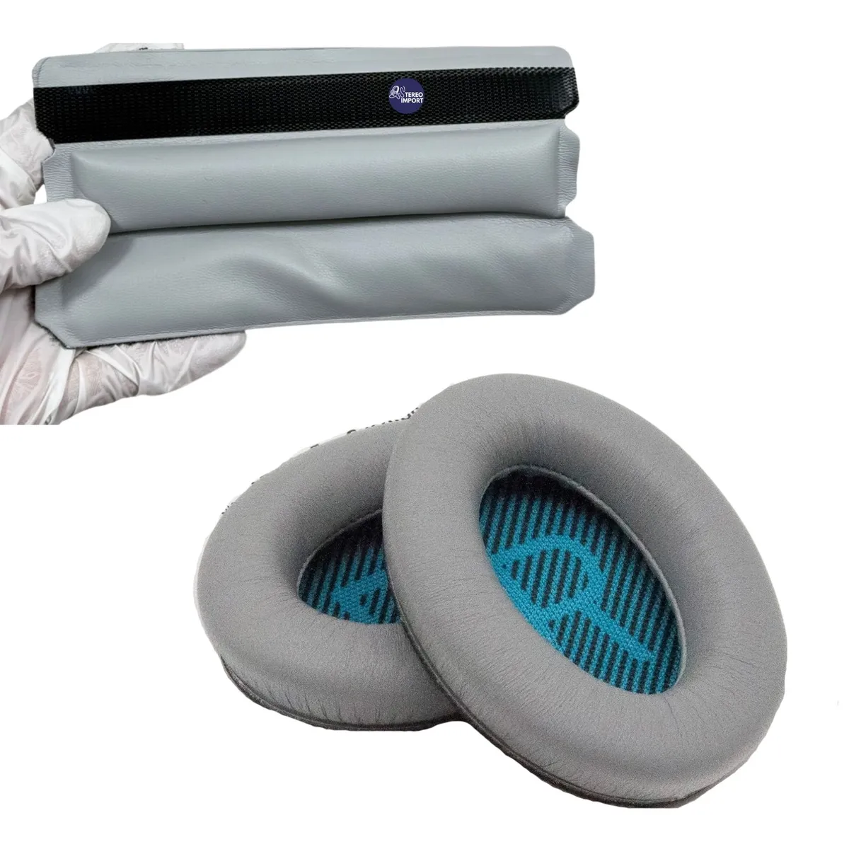 GENERICO - Almohadillas y Cojín de Vincha para Bose Qc25 Qc35 Fácil Instalación Gris