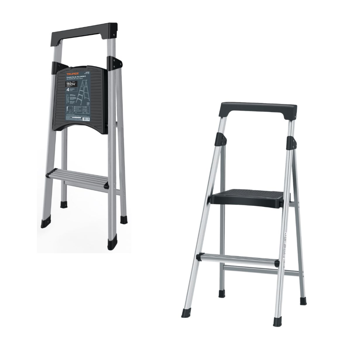 TRUPER - Escalera Tubular Plegable de Aluminio 2 Peldaños Capacidad 150 kg Truper ESTU-2A 16763