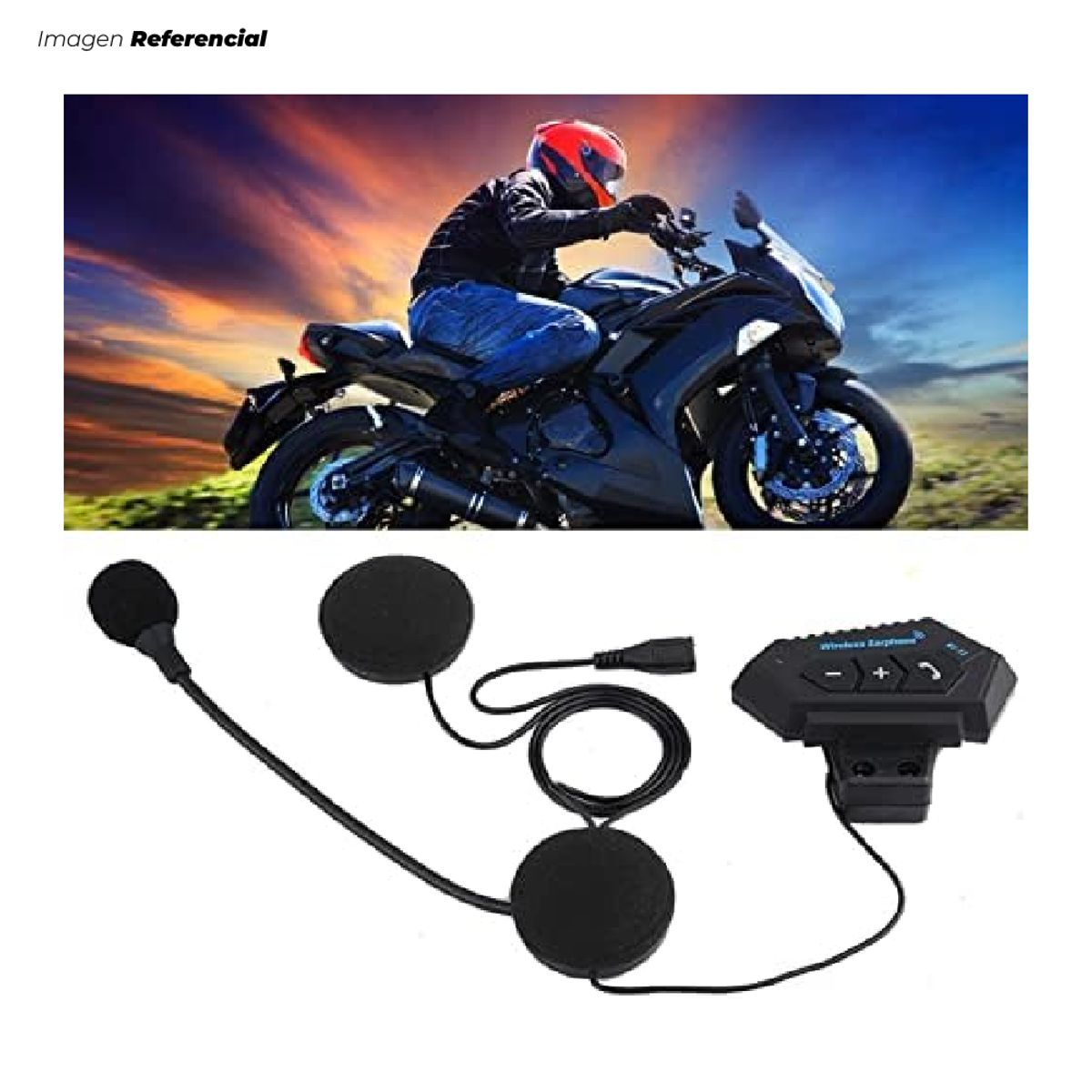 GENERICO - AUDÍFONO PARA MOTO BLUETOOTH MODELO BT-12 PARA CASCO ESTILO MANOS LIBRES