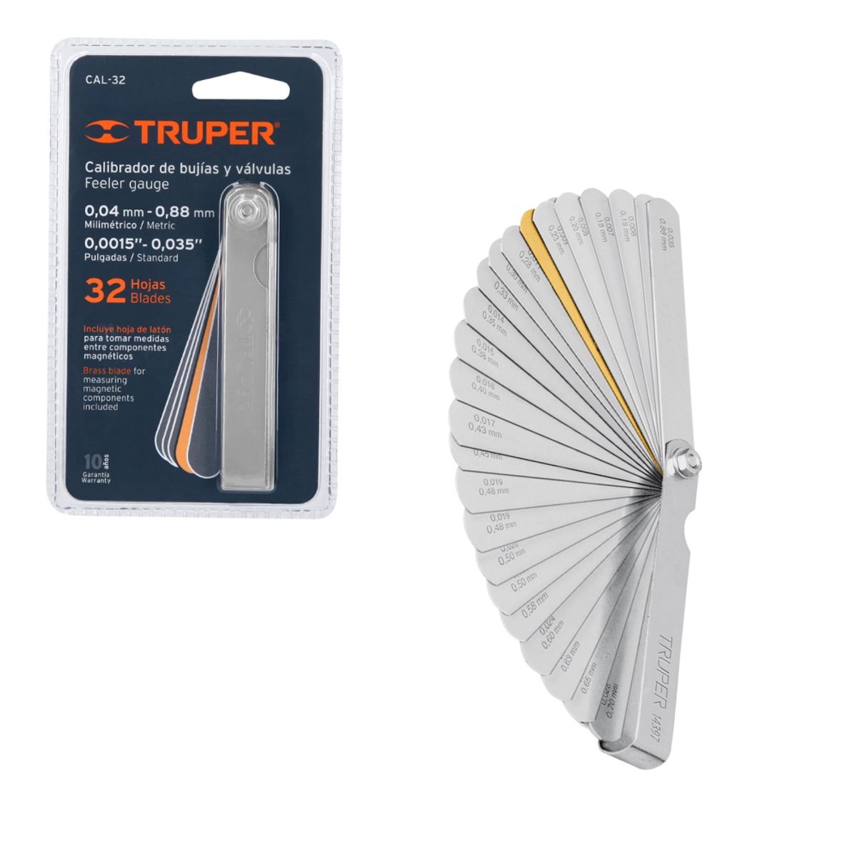 TRUPER - Calibrador de 32 hojas Acero y Latón Truper CAL-32 14397