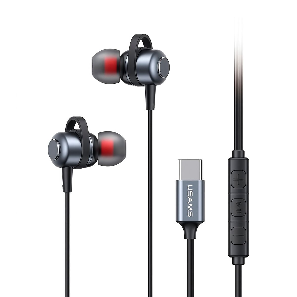 USAMS - Audífono con cable punta Type-C USAMS 120cm Negro EP48