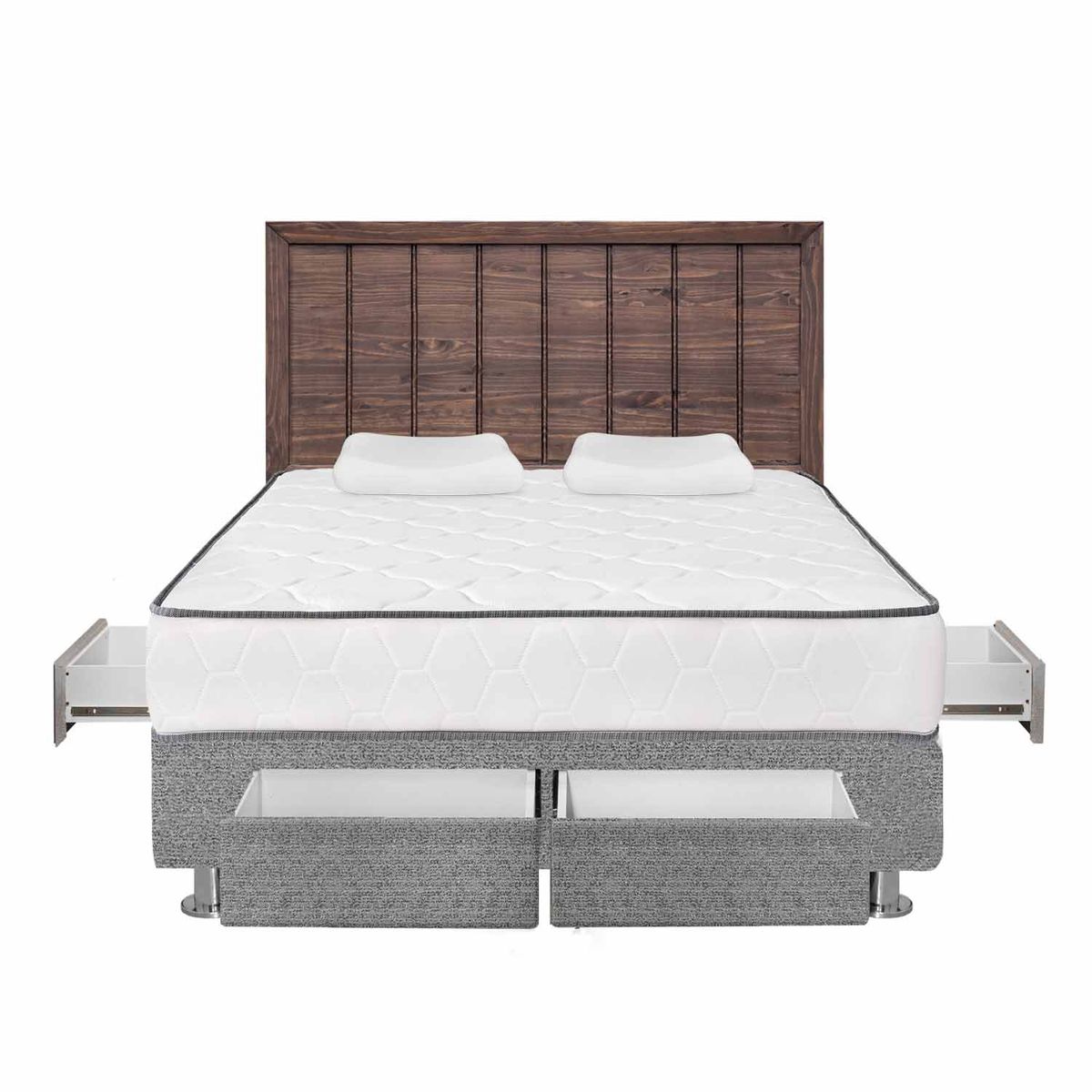 FORLI - Dormitorio 4 cajones Igneo Plata Queen