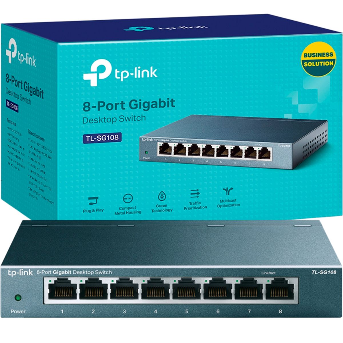 TP LINK - Switch TP-Link TL-SG108 – 8 Puertos Gigabit Ethernet (10/100/1000 Mbps)