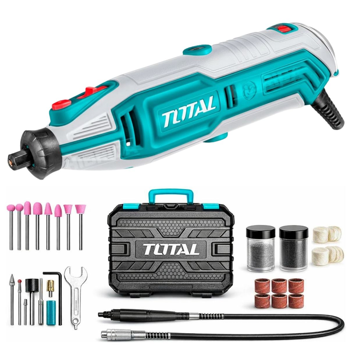 TOTAL - Mini taladro rectificadora multipropósito Minidrill 200W con 149 Accesorios TG2006 TOTAL
