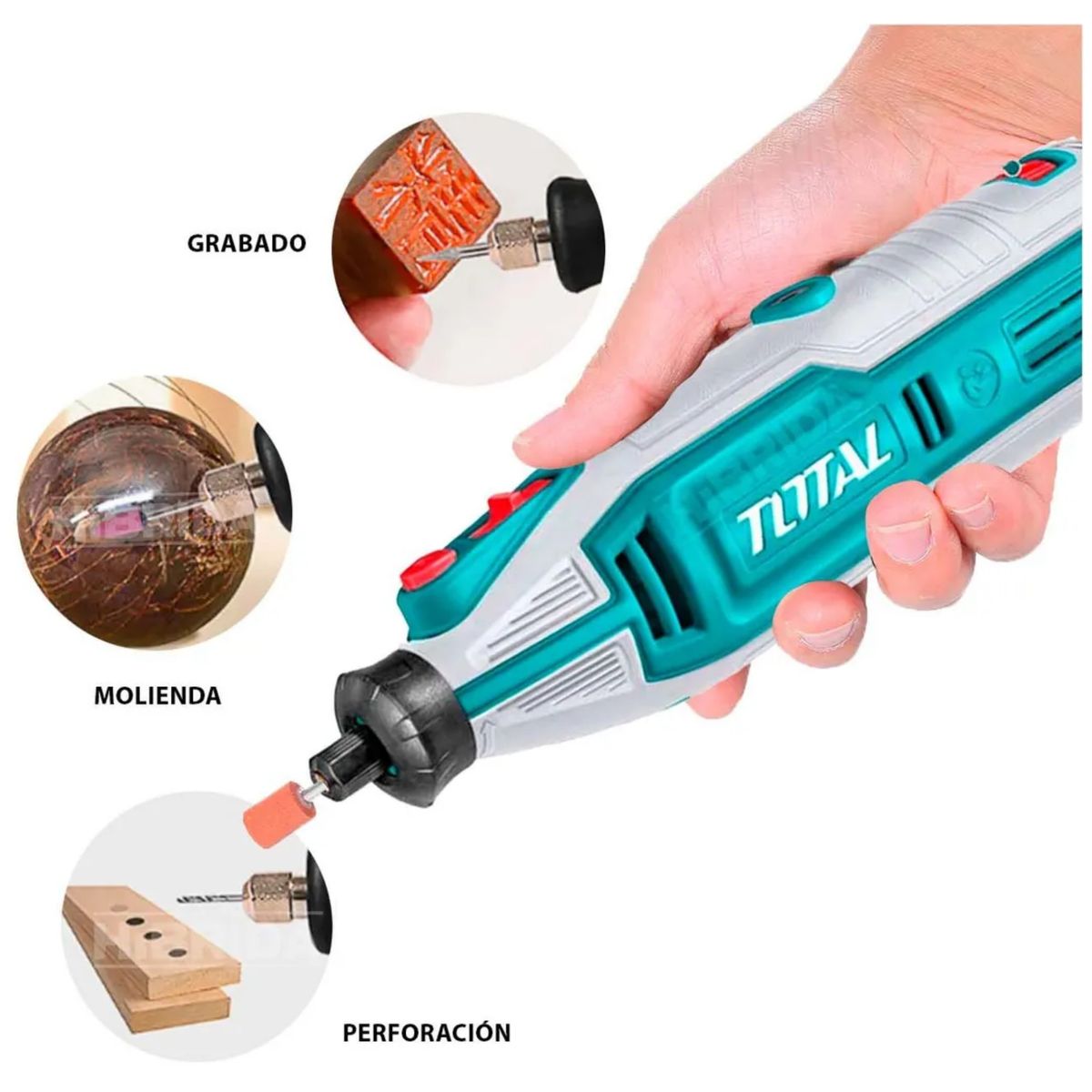 TOTAL - Mini taladro rectificadora multipropósito Minidrill 200W con 149 Accesorios TG2006 TOTAL