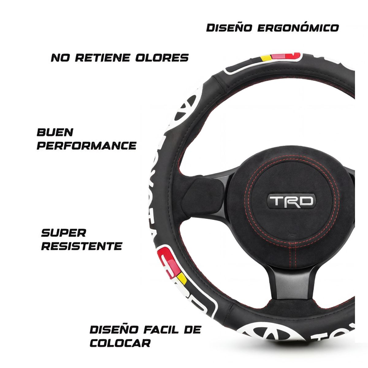 JET - Forro De Timon TOYOTA Con Logo Estilo Deportivo Para Auto