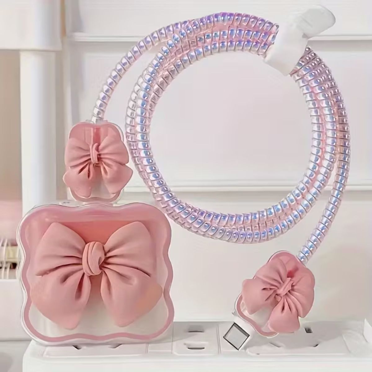 GENERICO - CASE PROTECTOR DE LAZO TRANSPARENTE PARA CARGADOR DE IPHONE