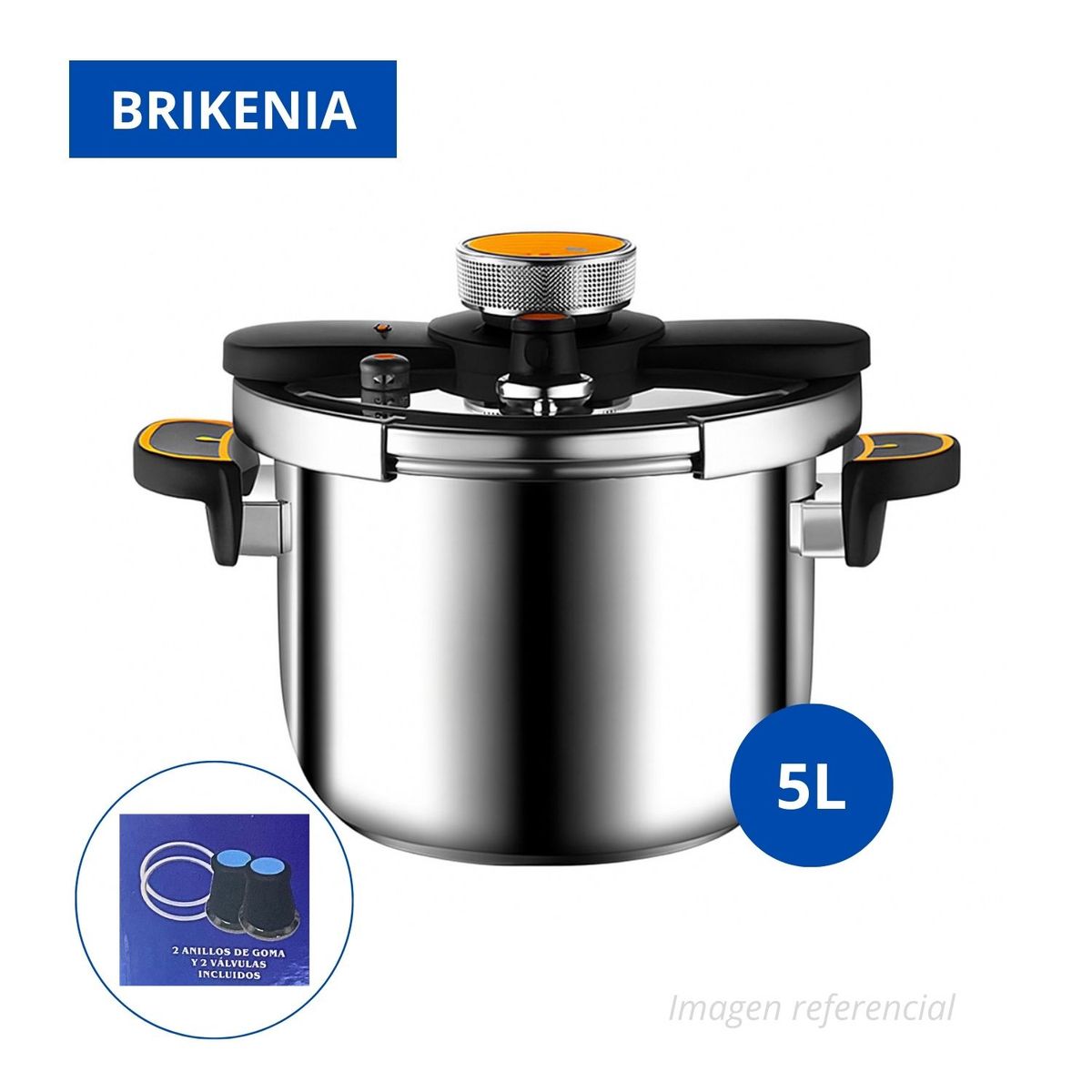 OEM - OLLA A PRESIÓN DE 5L EN ACERO INOXIDABLE BRIKENIA
