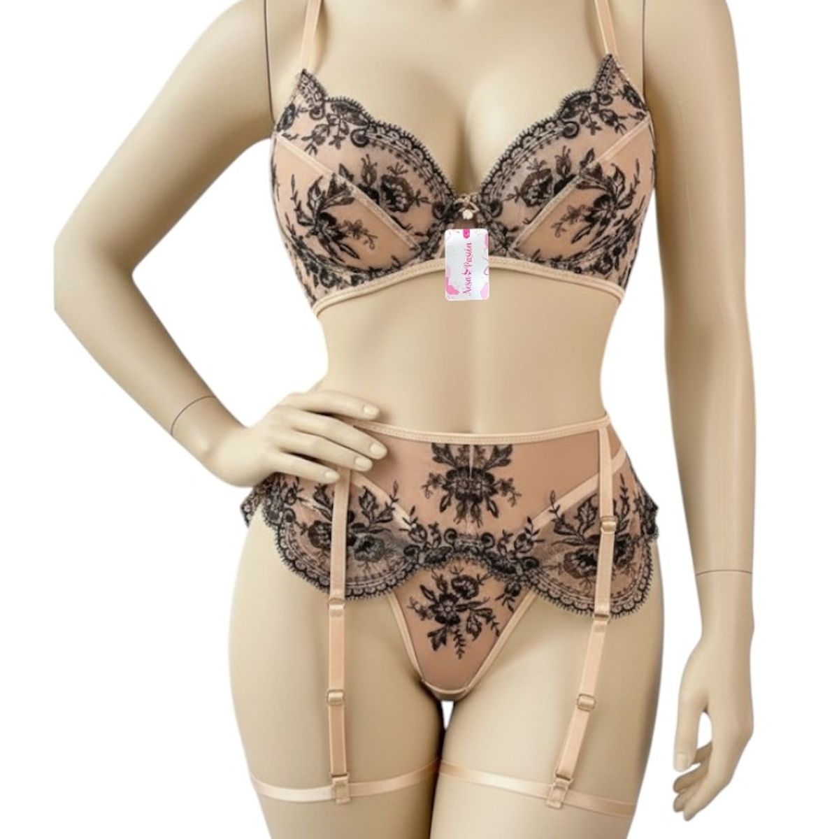 GENERICO - BABYDOLL LENCERIA PORTALIGAS TALLA L