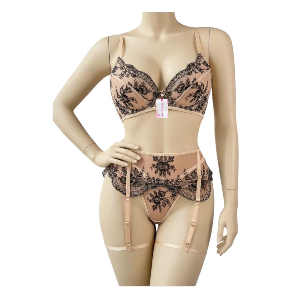 GENERICO - BABYDOLL LENCERIA PORTALIGAS TALLA L