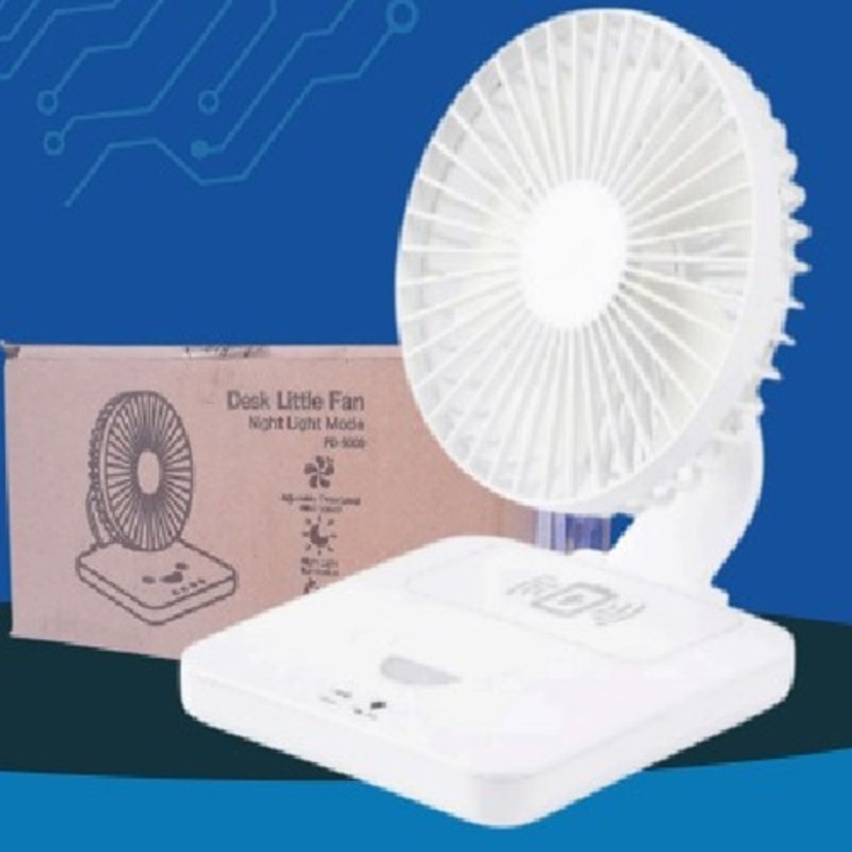 GENERICO - Ventilador de Escritorio Multifunción con Cargador Inalámbrico y Luz Nocturna