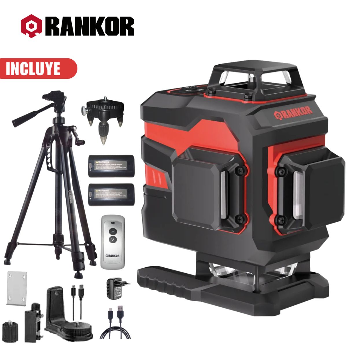 RANKOR - Nivel Láser Rankor 4x360° 16 Líneas RLG16001 Verde + tripode