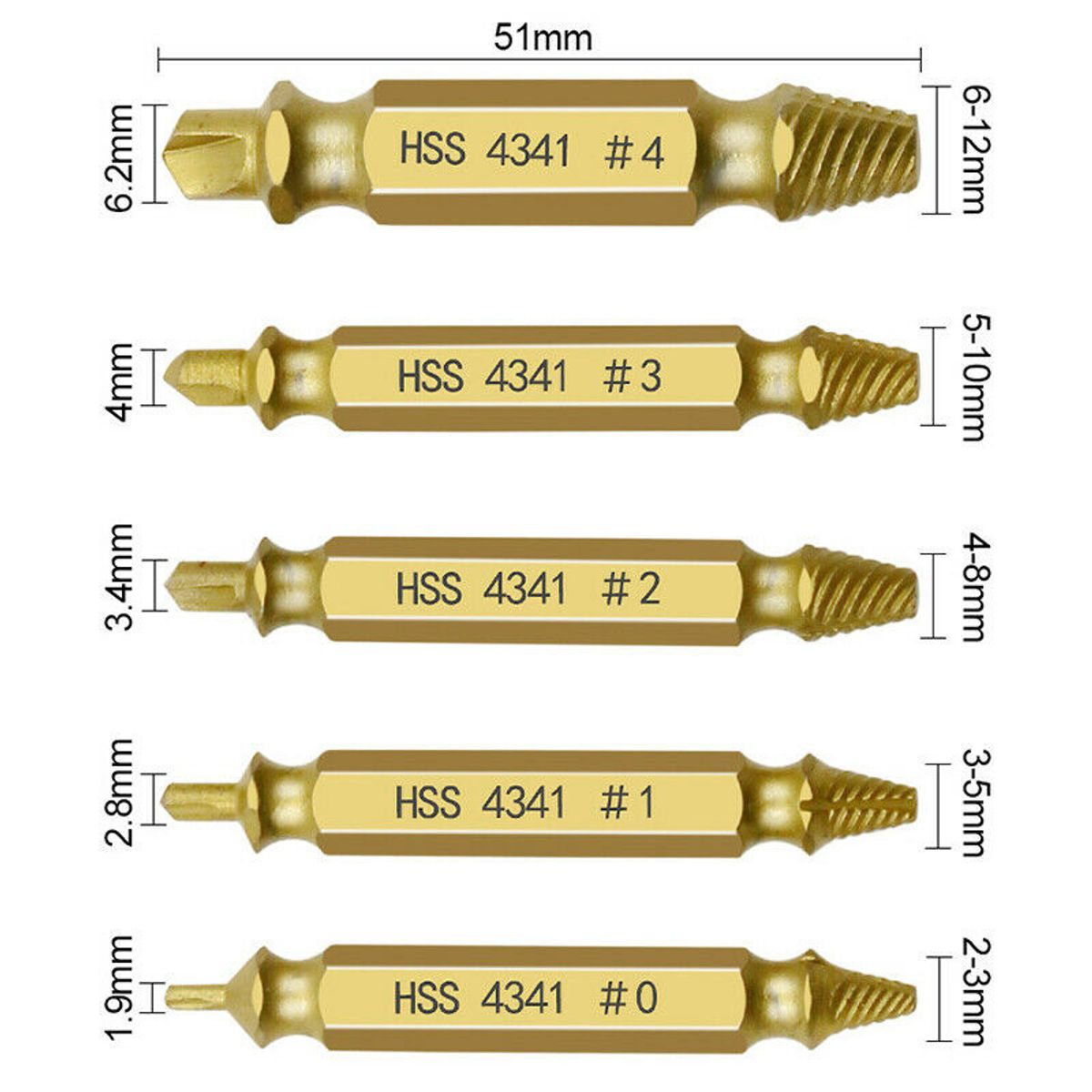 GENERICO - Juego de Extractores de Tornillos