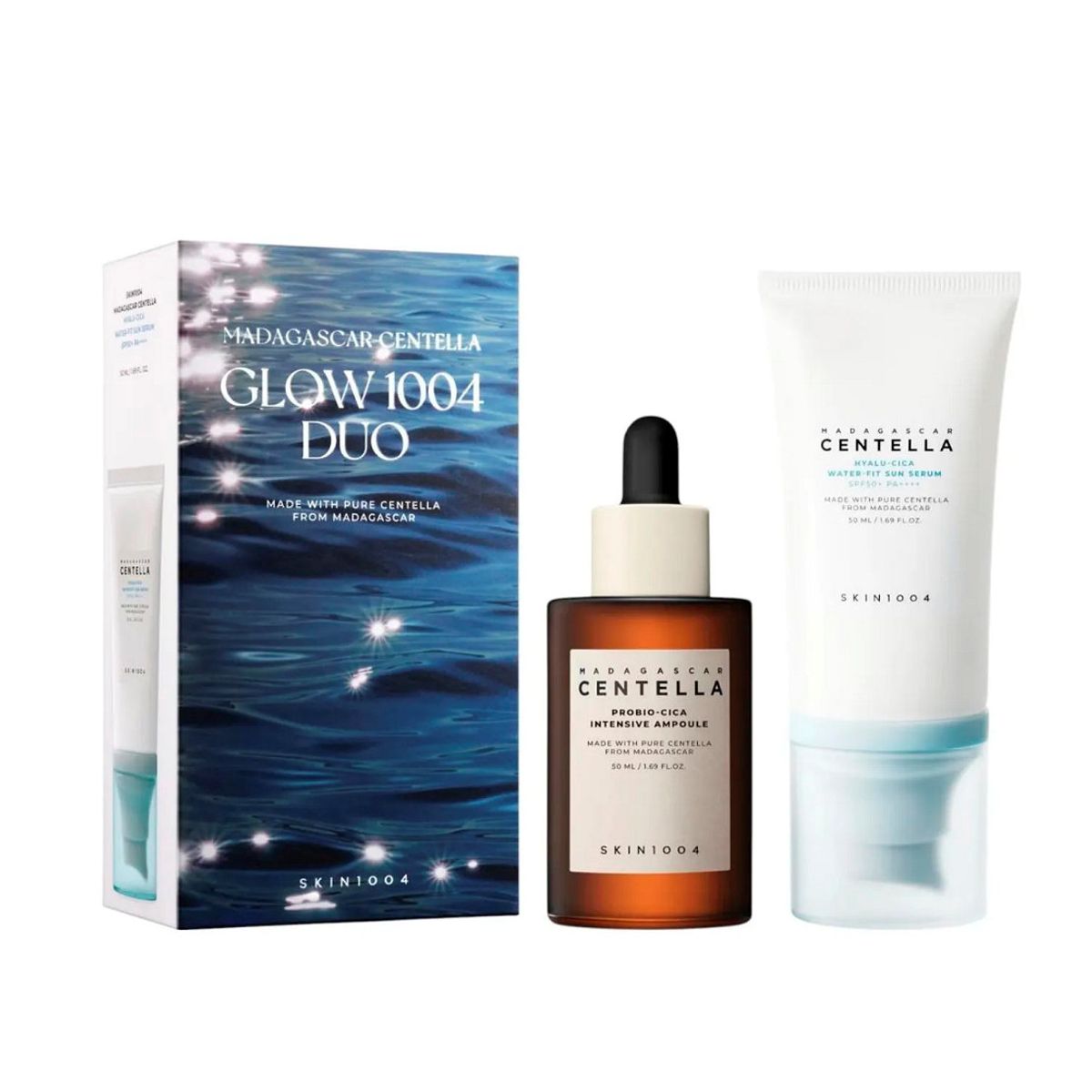 SKIN1004 - Skin1004 Glow 1004 Duo Bloqueador Hyalu-Cica Sun Serum + Probio-Cica Ampoule Set