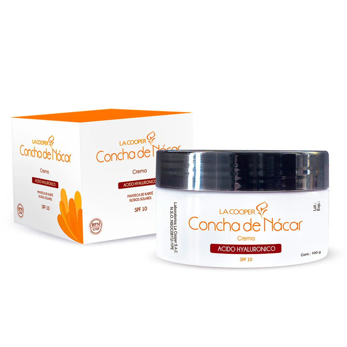 GENERICO - Crema Concha de Nácar La Cooper SPF10 Acido Hialuronico 100g