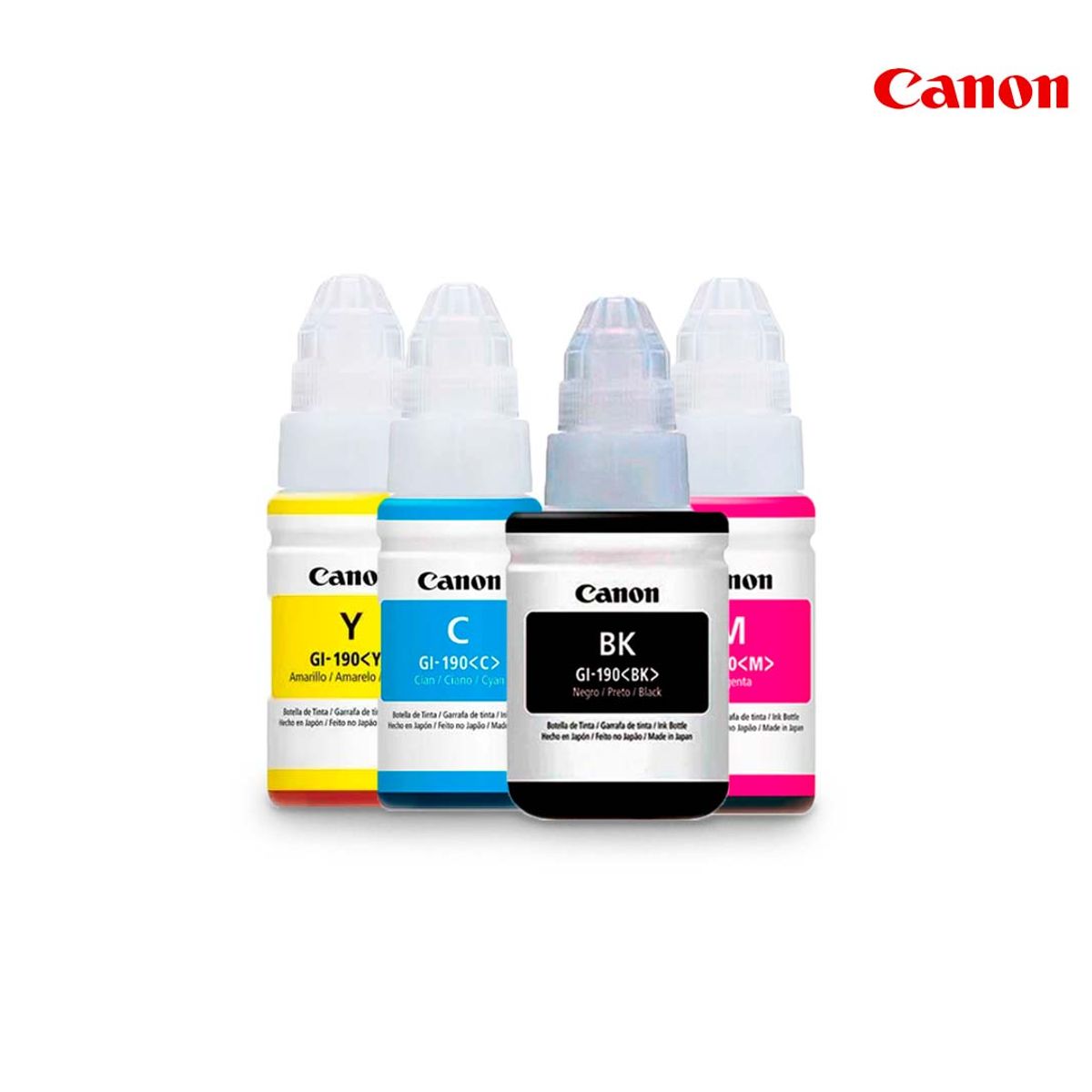 CANON - Combo Tinta Canon GI 190 Original Negro Cian Magenta Amarillo