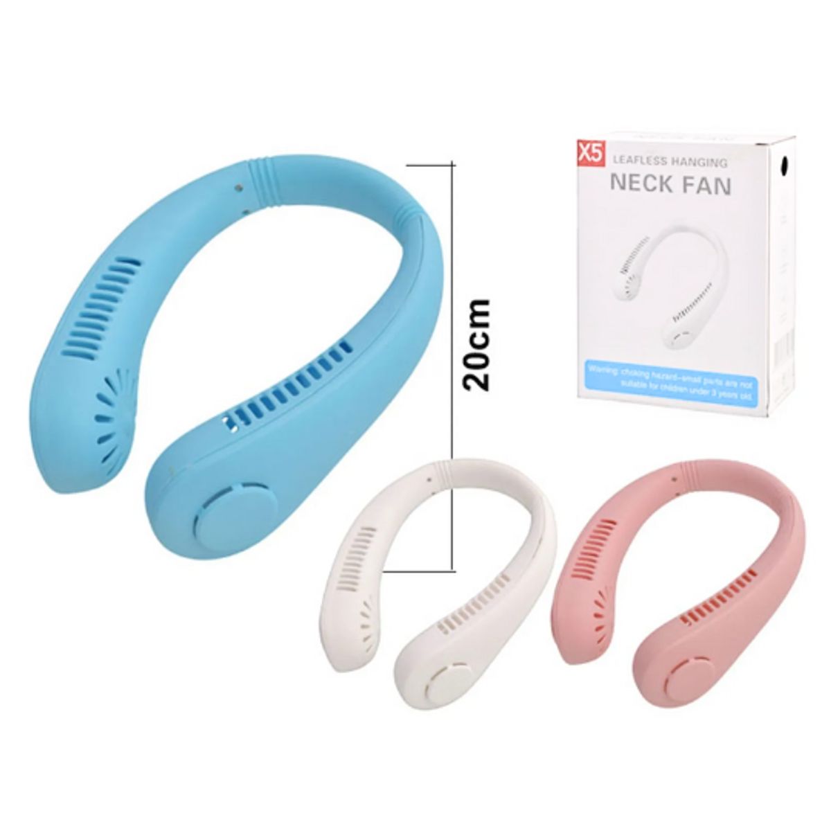 GENERICO - Ventilador de Cuello Recargable Portátil 360° BLANCO