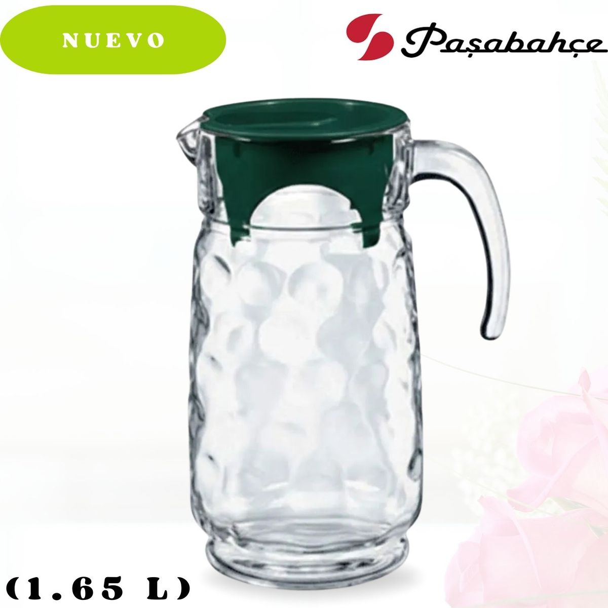 PASABAHCE - Jarra Space de Vidrio con Tapa Verde de 1.65 L. PASABAHCE.