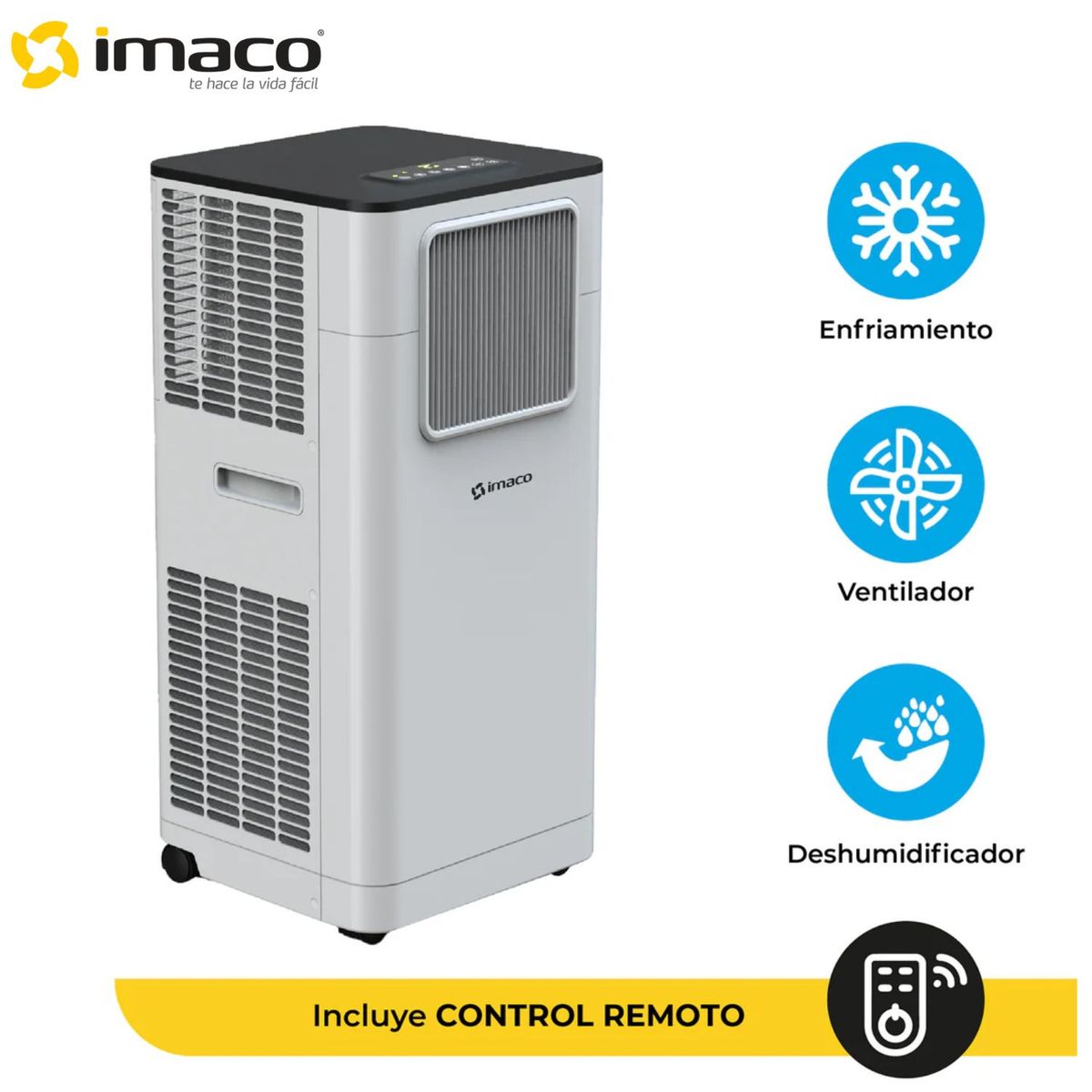 IMACO - Aire acondicionado portátil digital 6500 BTU AC7000 Imaco