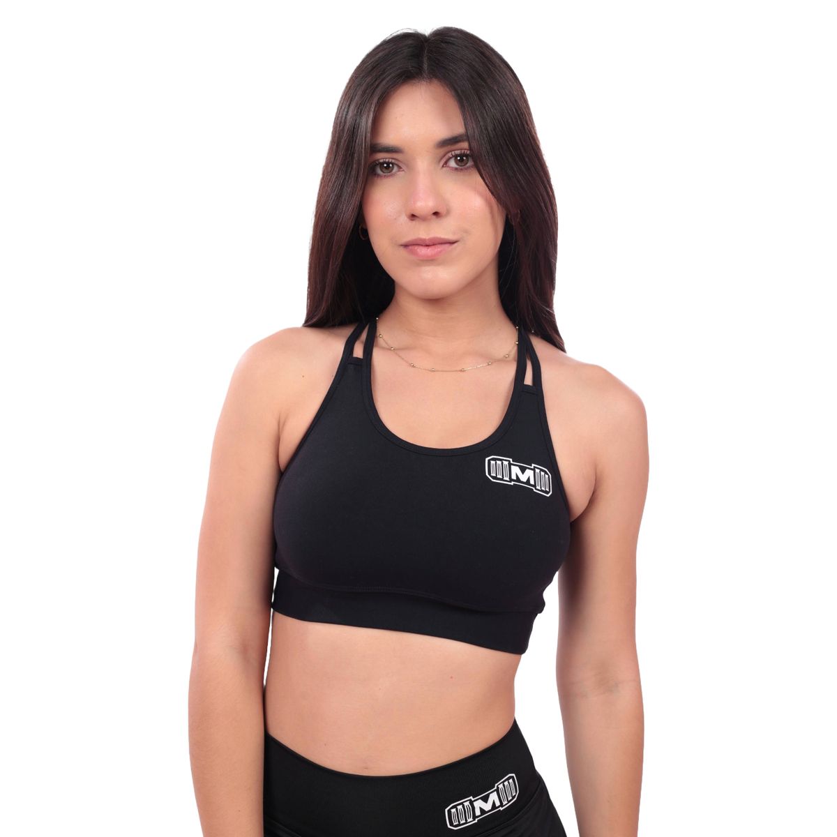 M MUSCLE MUSEUM - Top Deportivo con Tiras Pack x 3 colores Negro Plata y Azul para Mujer