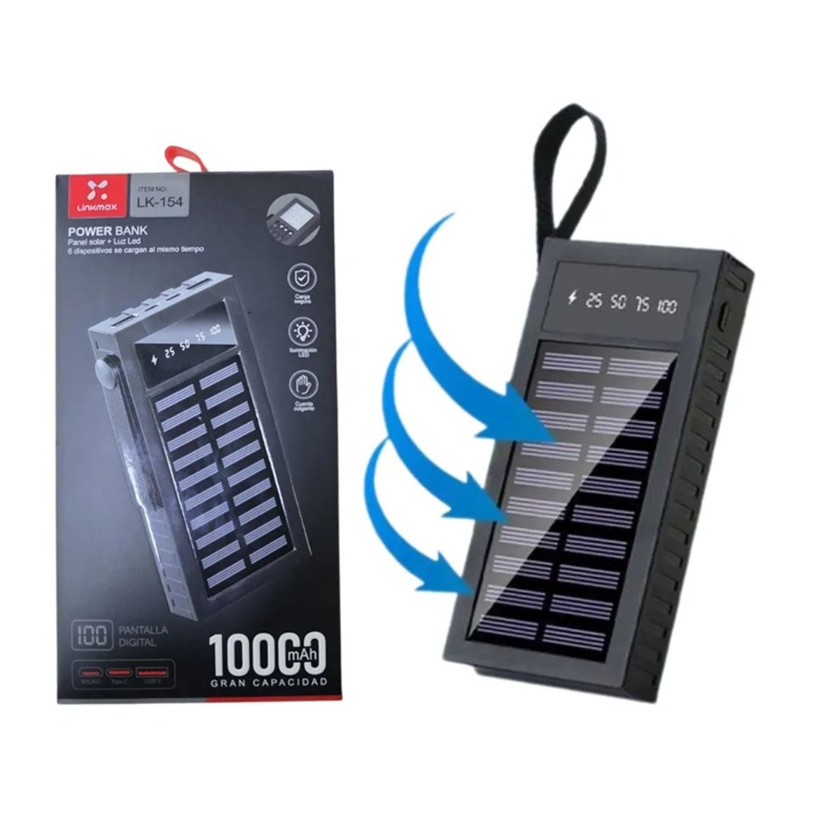 GENERICO - PACK X3 CARGADOR PORTATIL SOLAR 20000 MAH