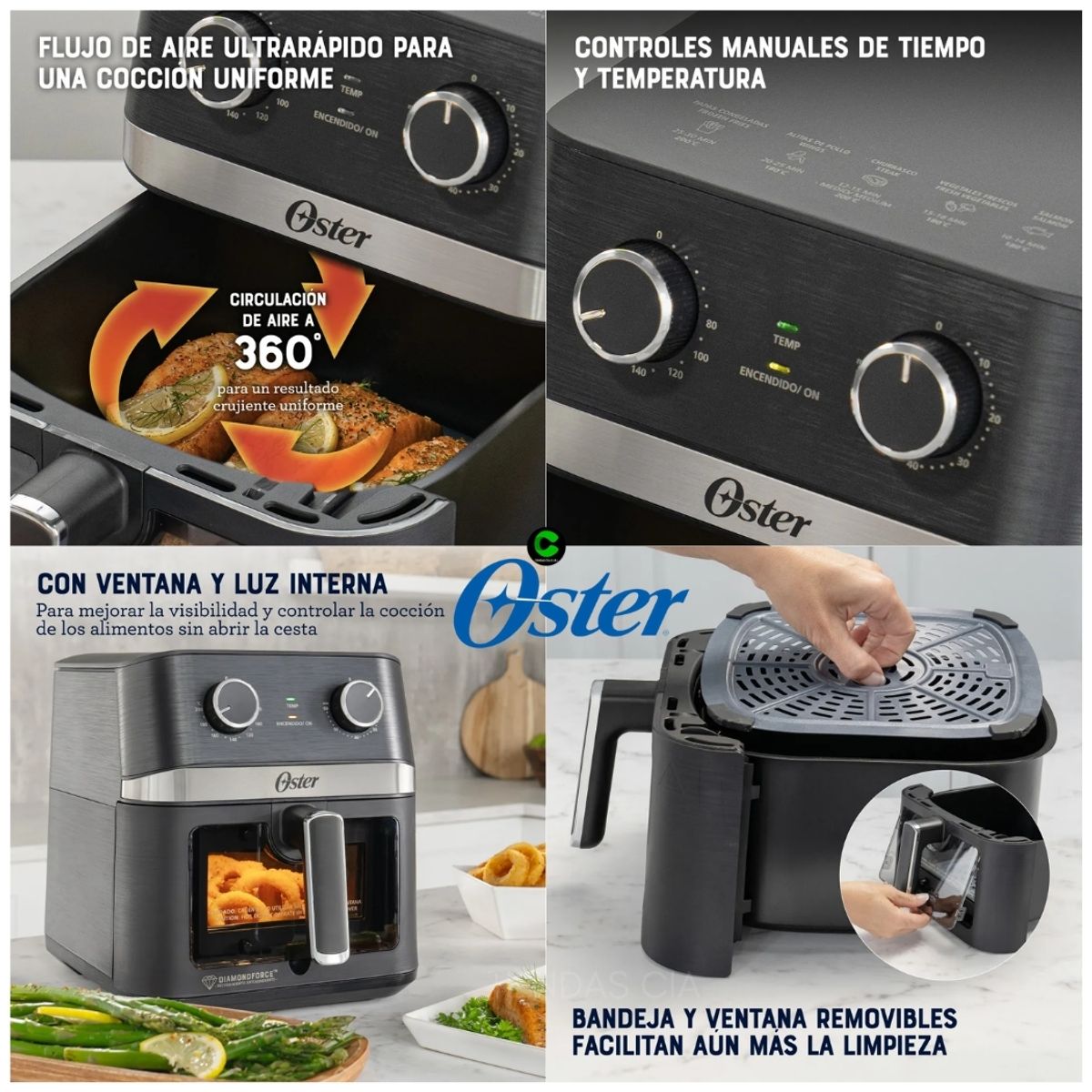OSTER - Combo Oster Licuadora BLSTKAG-RPB y Freidora CKSTAF60WMDF