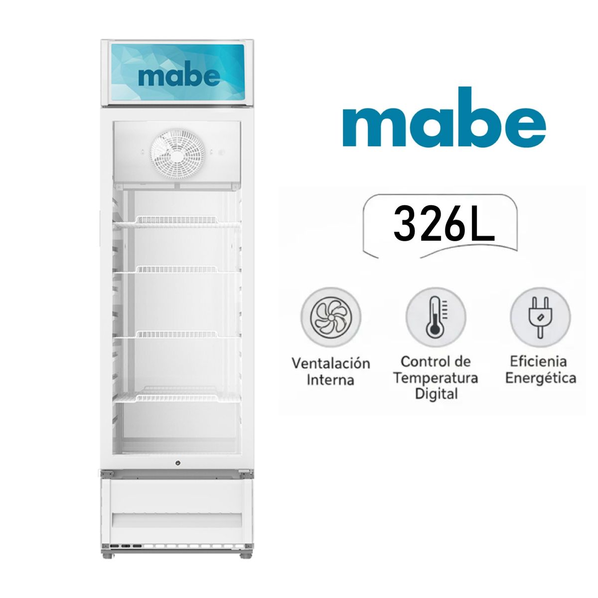 MABE - Vitrina Refrigeradora - Exhibidora 316 L Netos Blanco Mabe - ALASKAVIT316PG