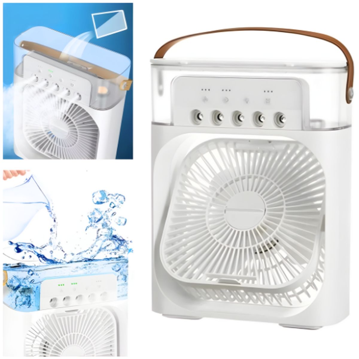 GENERICO - Mini Aire Acondicionado Portátil 4 en 1: Enfriador, Humidificador y Ventilador con Luz LED Ambiental