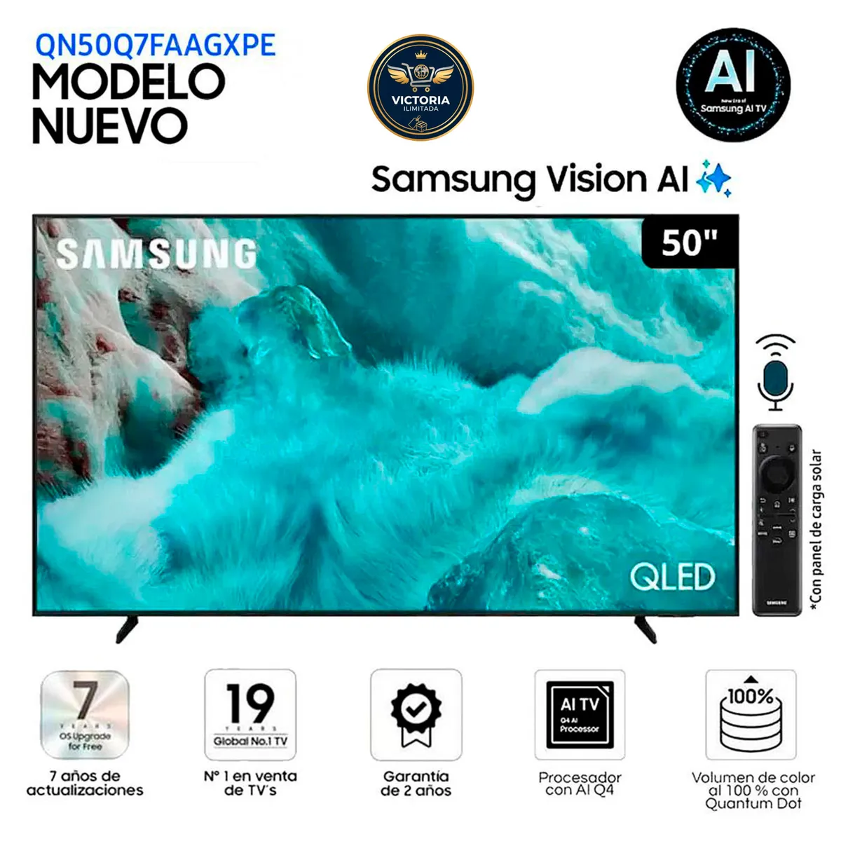 SAMSUNG - Televisor Samsung QLED 50" 4K Ultra HD Tizen QN50Q7FAAGXPE - Modelo 2025