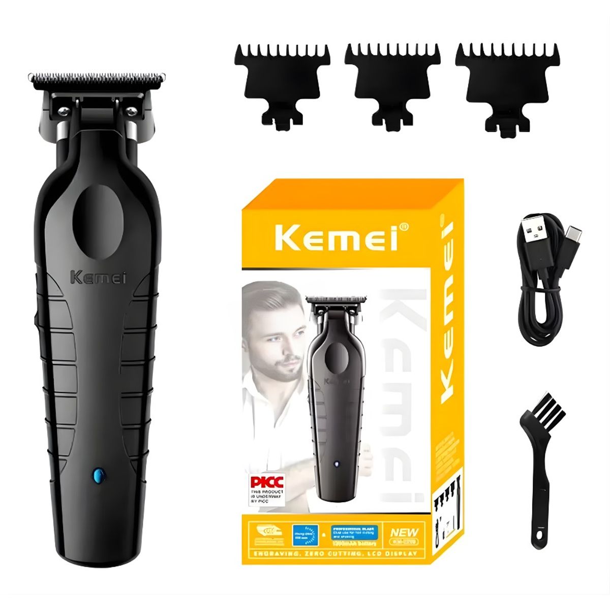 KEMEI - Patillera Trimmer Profesional Black Kemei Km-2299 Negroverdenaranja