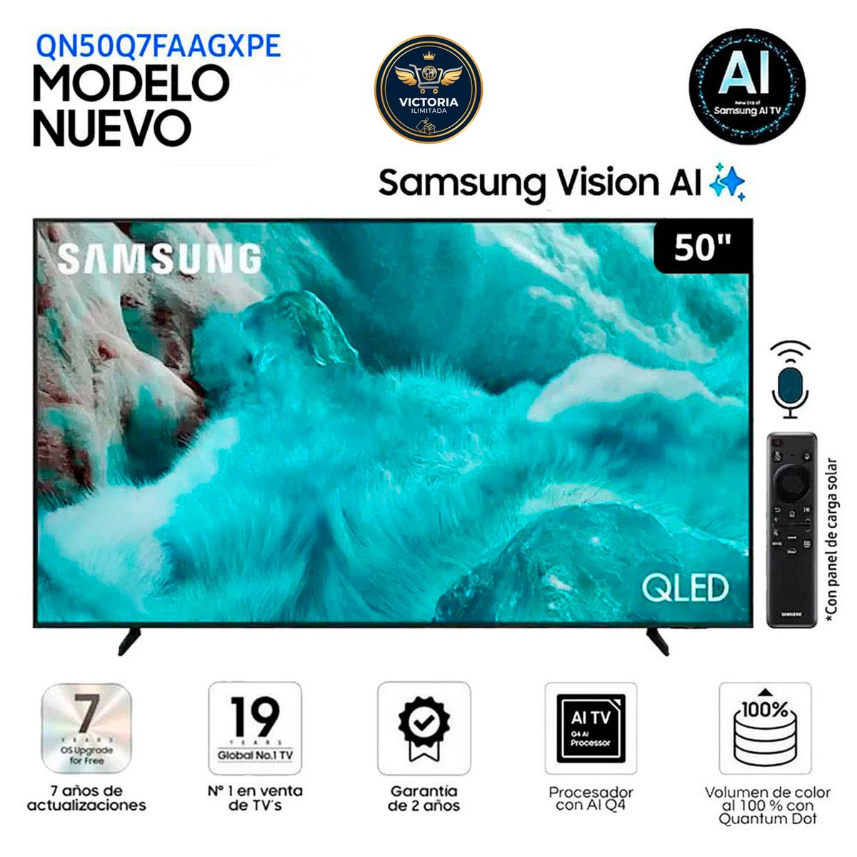 SAMSUNG - Televisor Samsung QLED 50" 4K Ultra HD Tizen QN50Q7FAAG - Modelo 2025