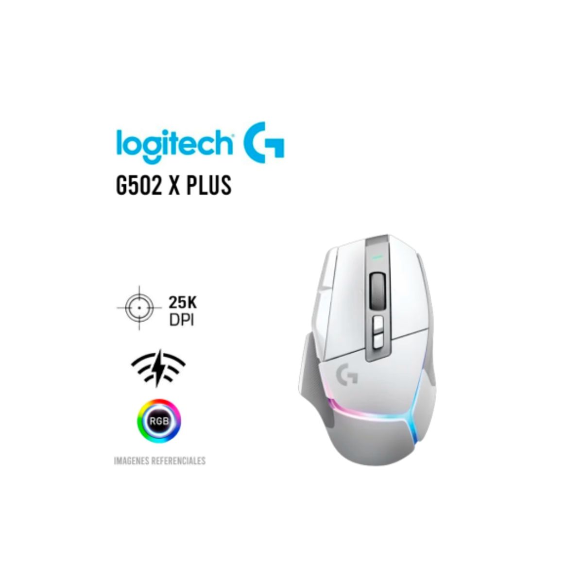 LOGITECH - MOUSE LOGITECH G502 X PLUS LIGHTSPEED 25K DPI LIGHTFORCELIGHTSYNC RGB INALAMBRICO BLANCO